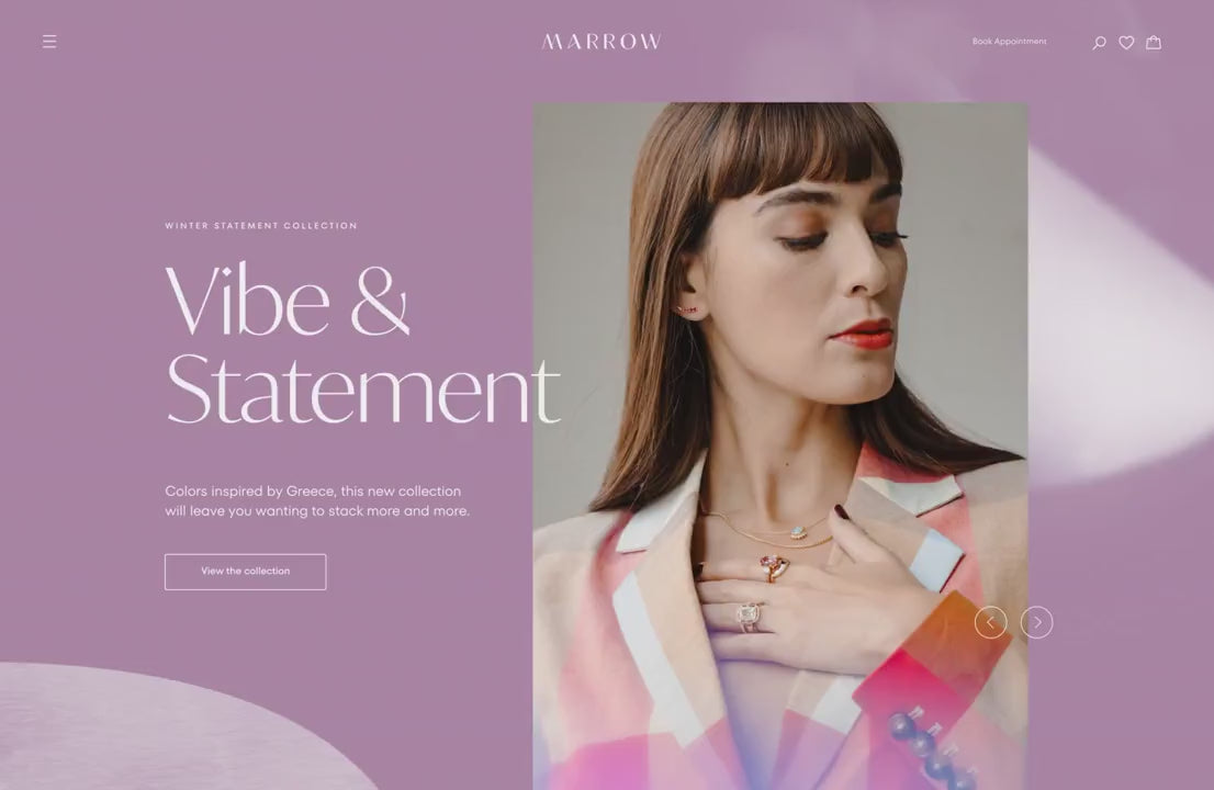 Showcase of Marrow Fine’s Shopify website.